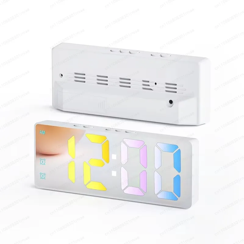 Voice-activated table alarm clock with temperature Creative mirror desk clock Digital table alarm clock