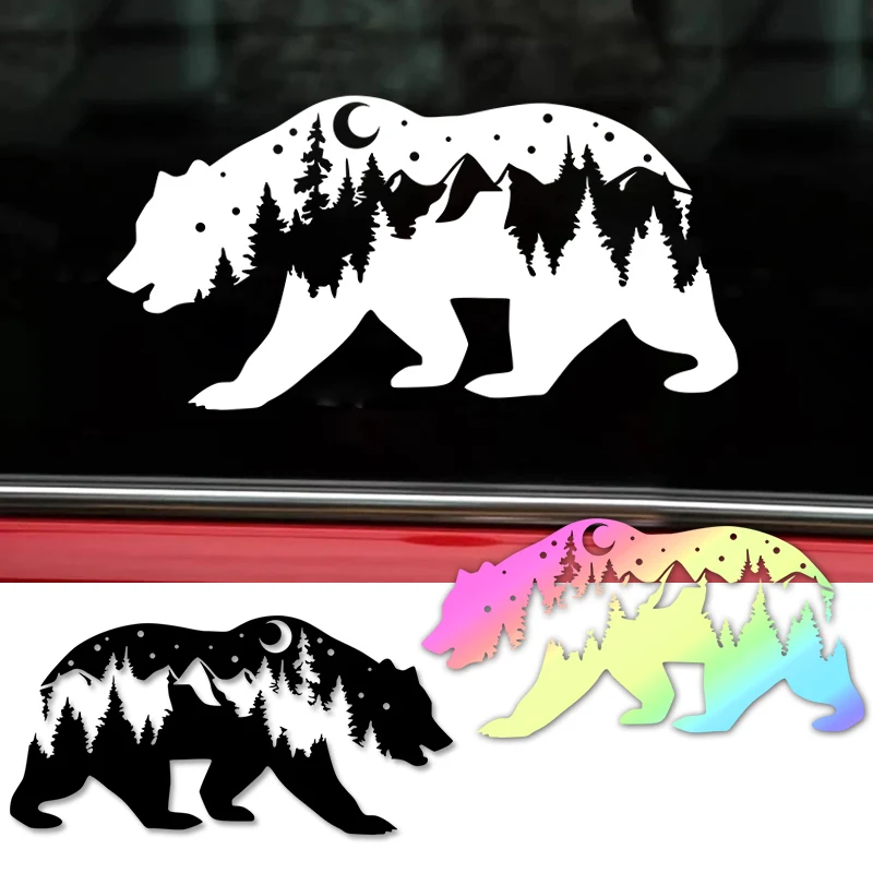 1PC Forest Bear Car Stickers Auto Window Waterproof Vinyl Decals Sunscreen Car Bumper Cover Scratches DIY Camper Van Decoration