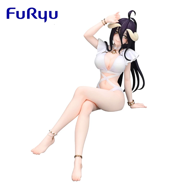 Original FuRyu Noodle Stopper Albedo Swimwear Ver Overlord PVC Genuine Anime Figure Collectible Model Birthday Ornament Gifts