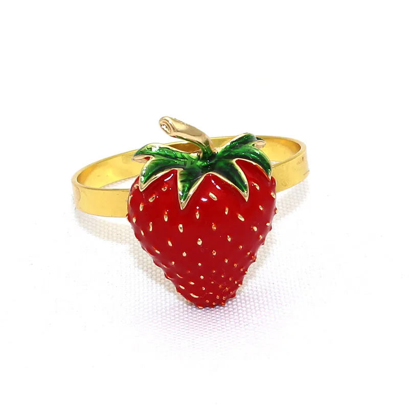 Cute Strawberry Napkin Rings Fruit Napkin Buckles Wedding Party Restaurant Table Decoration,6PCS/SET