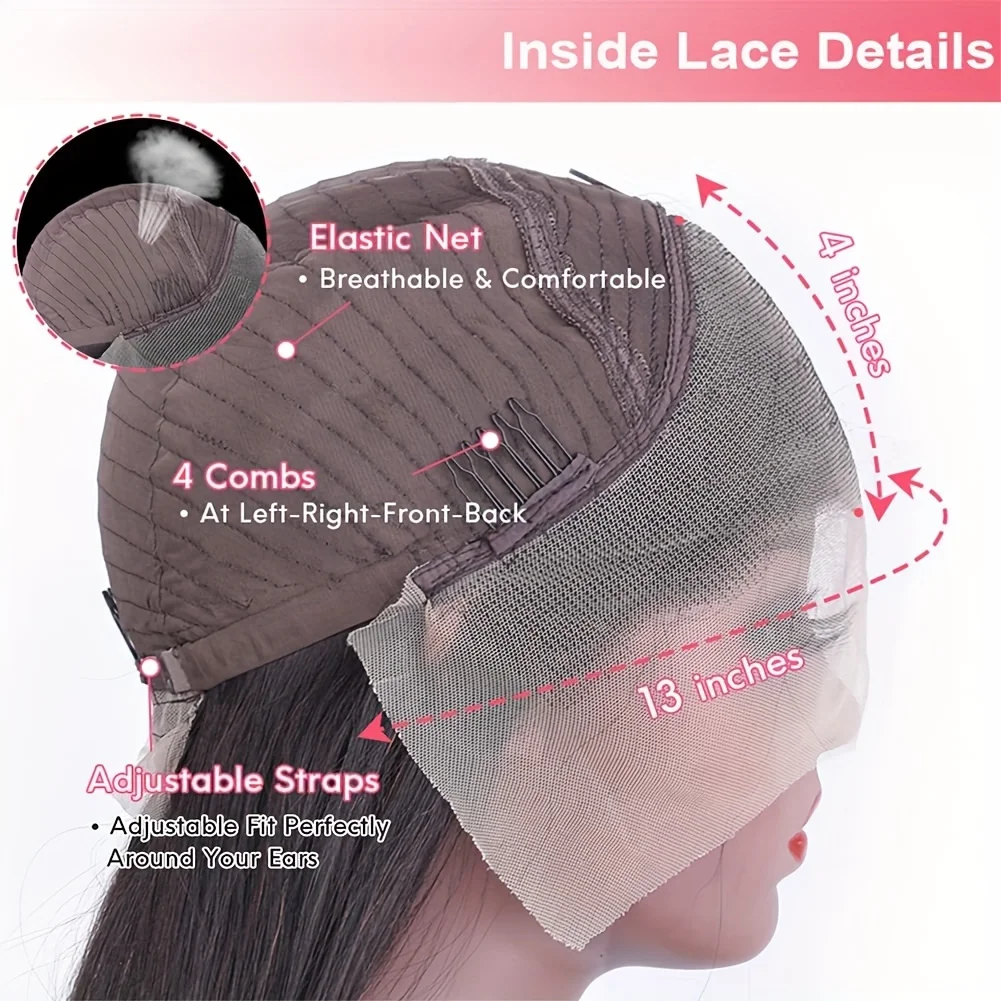 28 بوصة مستقيم الدانتيل الجبهة الباروكات الشعر البشري 200 الكثافة 13x4 HD الدانتيل الشفاف شعر مستعار أمامي للنساء قبل قطعها شعري طبيعي