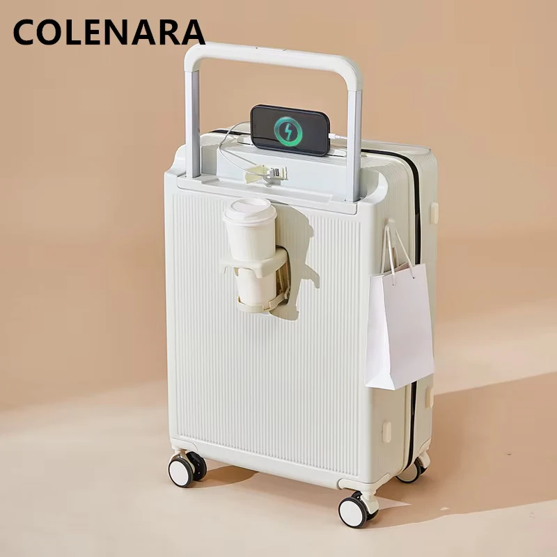 COLENARA Suitcase USB Charging Boarding Box Thickened Trolley Case 20