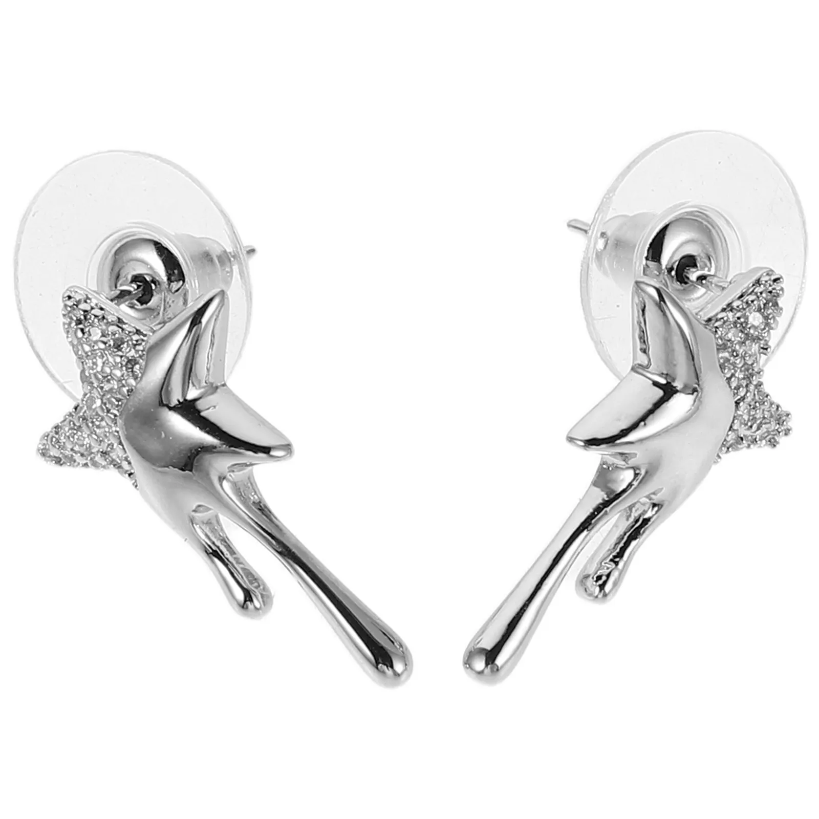 2Pcs Star Rhinestone Earrings Dangle Drop Jewelry for Women Elegant Mystical Design Comfortable Sensitive Skin
