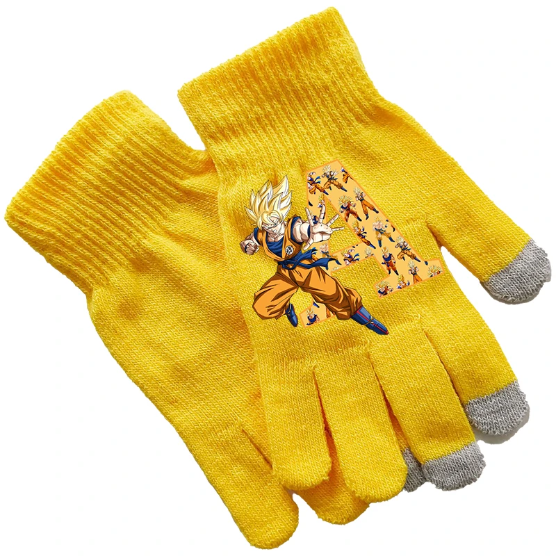 Dragon Ball Z Goku Men Gloves Adults Screen Gloved Letter Winter Warm Cartoon Anime Accessories New Grownup Boyfriend Cute Gifts