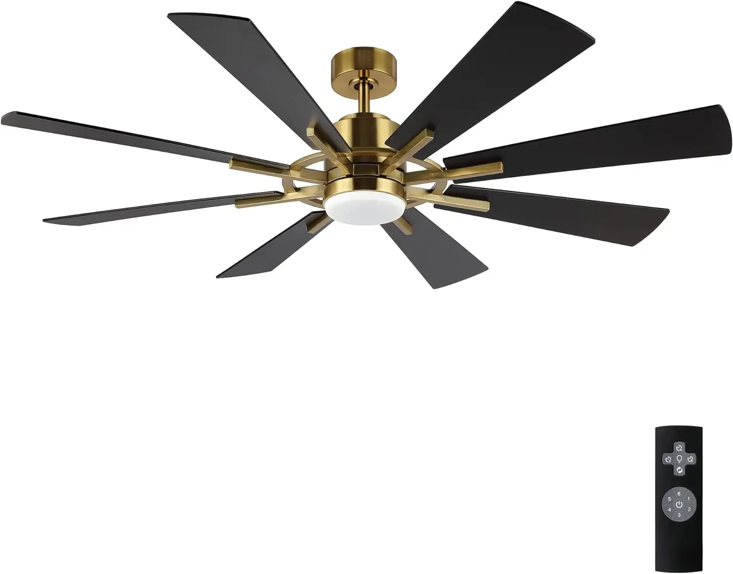 

60" DC Ceiling Fan with Lights and Remote Control, Gold and Black Ceiling Fan, 8 Plywood Blades, 6-Speed Reversible DC Motor