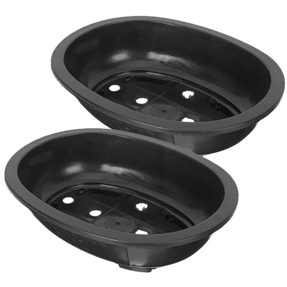

2 Pcs Plastic Flower Pot Large Round Hanging Plant Pots Oval Bonsai Planter Pp Ornament Pan