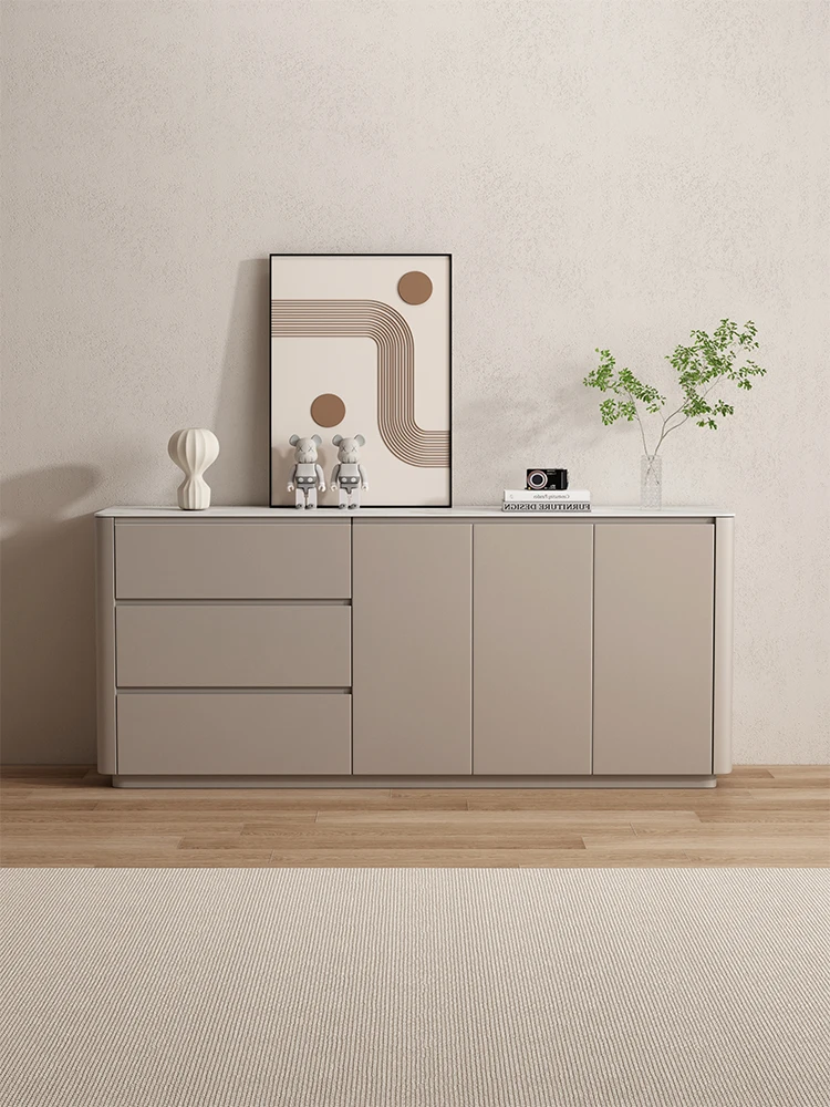 

Living room solid wood sideboard integrated against the wall modern simple slate tea cabinet