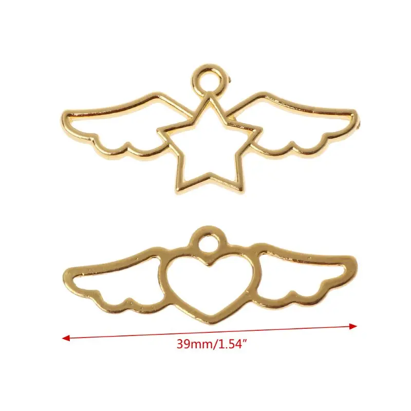 2pcs Stereo Heart Star Wings Frame Silicone Mold Alloy Wings Frame Molds Casting Mold 3D Epoxy Resin Molds Dropsale