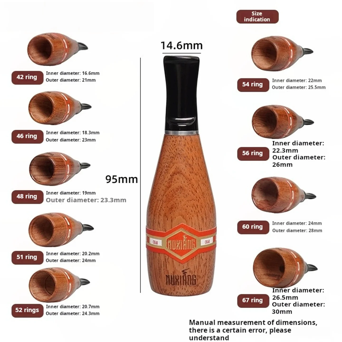 10 Pieces / Lot O-Shaped Cigar Holder Rosewood Acrylic Cigar Tip Mouthpiece 9MM Activated Carbon Filter Smoking Accessories