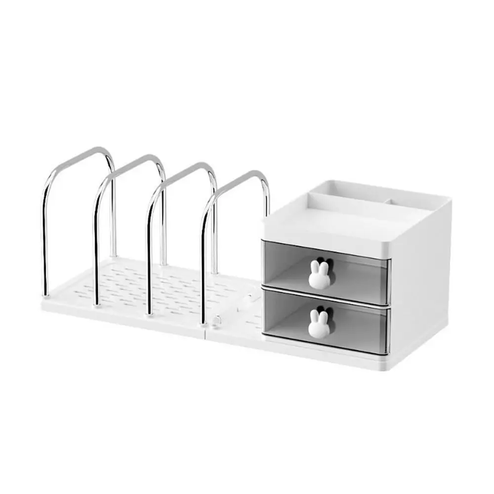 New Six Grids Bookend Book Holder Save Space Durable Desk Stand Bookshelf Practical with Storage Box Books Storage Rack Books
