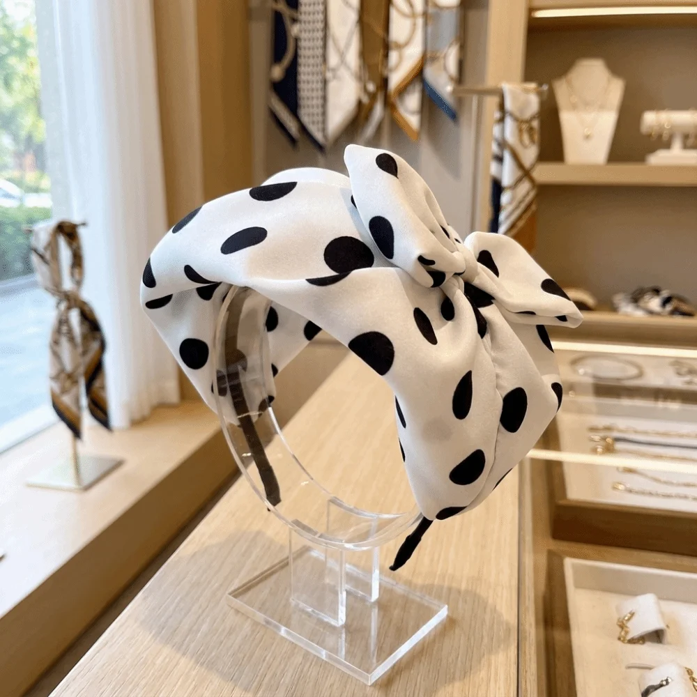 Fashion Oversized Polka Dot Headband Non-slip Breathable Half Hat Style Hairband Lightweight Soft Fabric Wide Hair Hoop Makeup