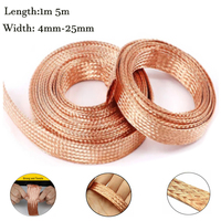1M 5M Pure Copper Braid Knitted Mesh Anti-interference 4mm/6mm/8mm/12mm/14mm/18mm/25mm Lead Wire Flexibility Cable Flat