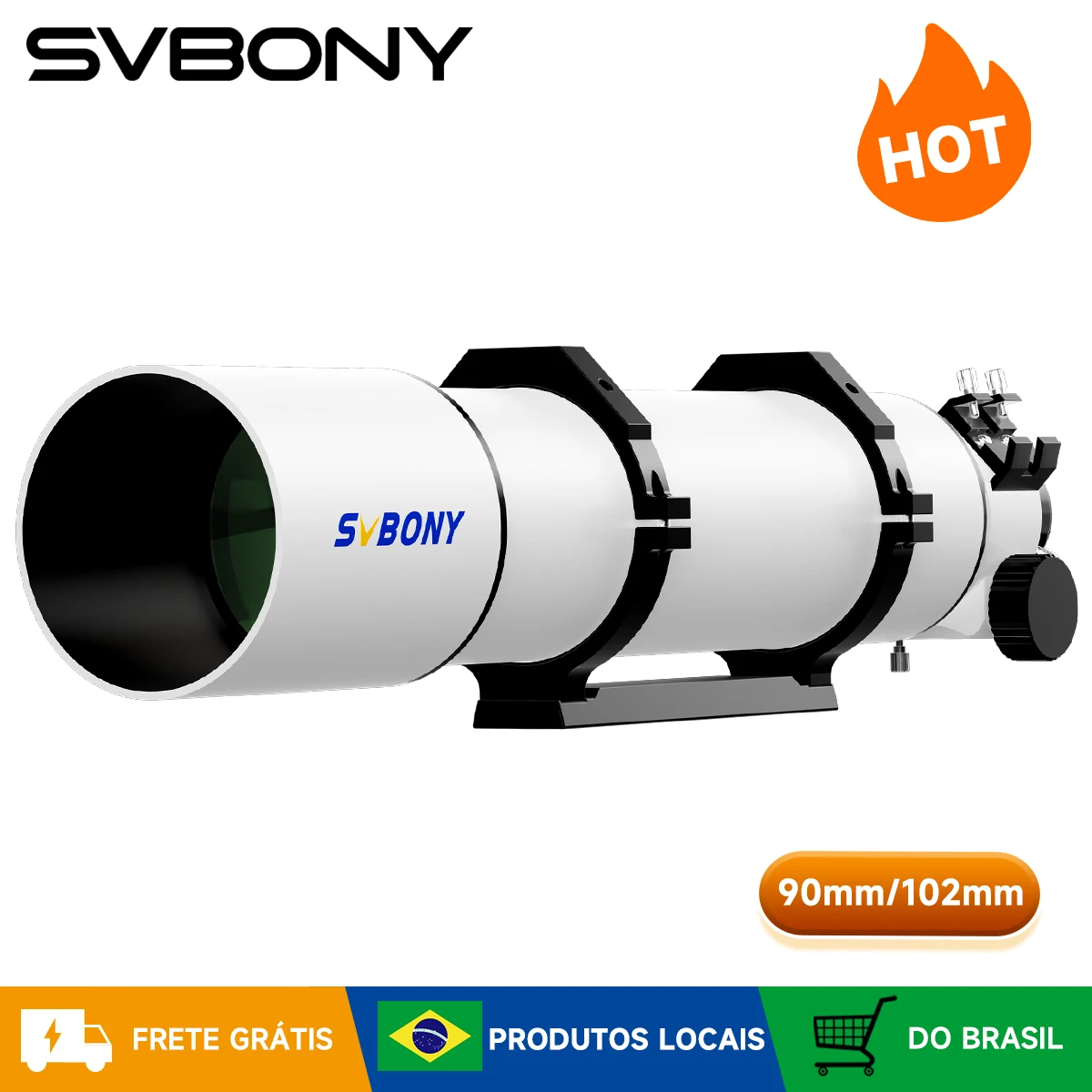 Telescópio astronômico Svbony SV48P 102mm/90mm Abertura OTA telescópio astronómico profissional Refrator Focalizador de Velocidade Dupla luneta profissional para Astrofotografia de Céu Profundo