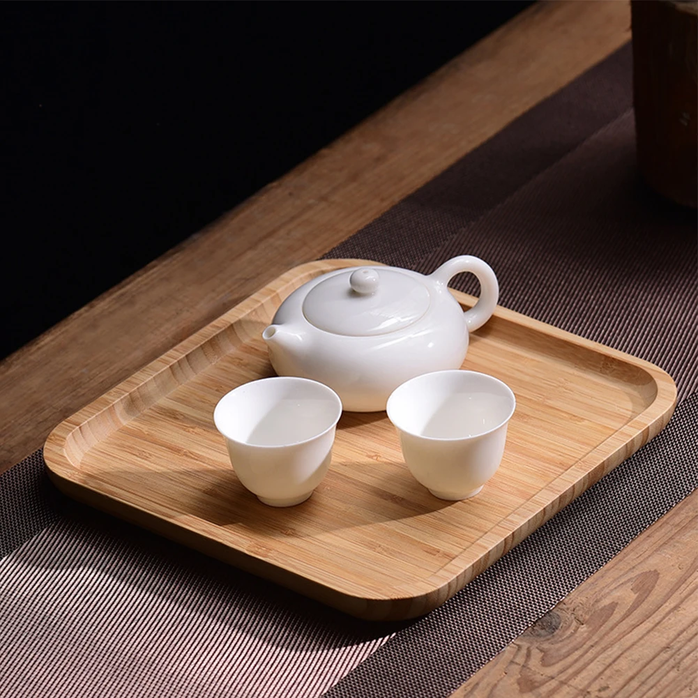 Wooden Serving Tray Square Bamboo Serving Tray Kitchen Food Tableware Tray For Party Gather Serve Tray Multi Size Dust Proof