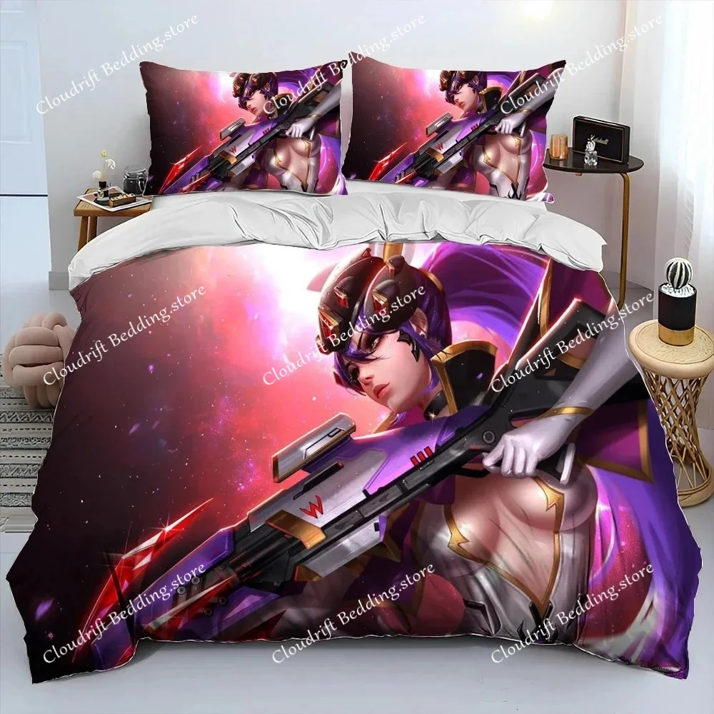 OW Overwatch Game Gamer DVA Comforter Bedding Set,Duvet Cover Bed Set Quilt Cover Pillowcase,King Queen Size Bedding Set Kids 3D
