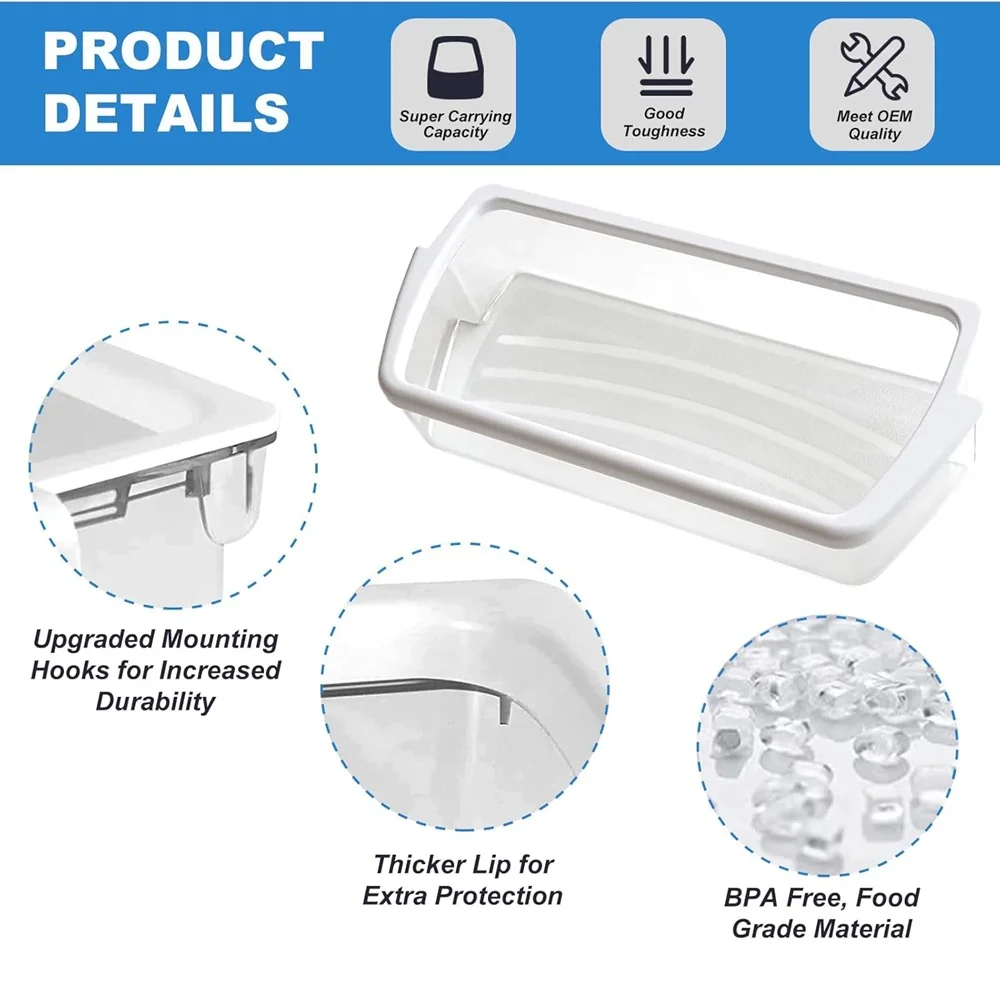 صندوق رف باب الثلاجة W10321304، متوافق مع ثلاجة ويرلبول يستبدل WPW10321304 PS11752778 AP6019471 2179574