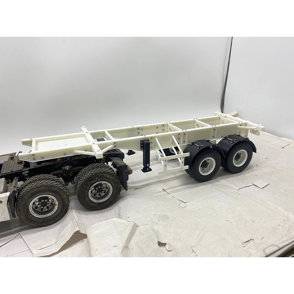 20-foot Trailer Container Chassis 2-axle Frame Trailer for 1/14 Tamiya RC Truck Scania 770S Benz Actros 3363 Volvo MAN Car Parts