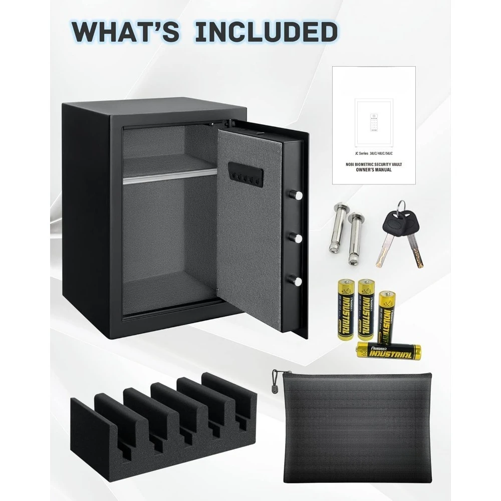 صندوق أمان ببصمة الإصبع بطول 2.63 قدم مكعب مع حقيبة آمنة كبيرة مقاومة للحريق ومقاومة للماء، خزائن بيومترية ذكية للمكتب المنزلي - ترقية جديدة #3