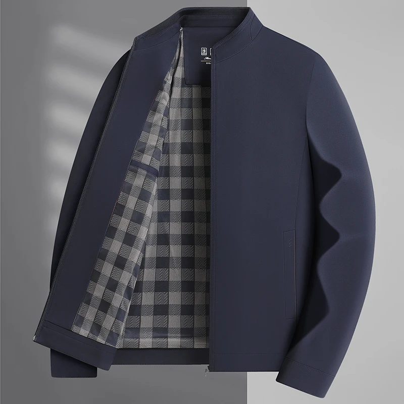 

Men's Executive Jacket Chinese Officer Classical Coat Stand Collar Navy Green Zip-Up Outfits Business Casual Outerwear 2025 New