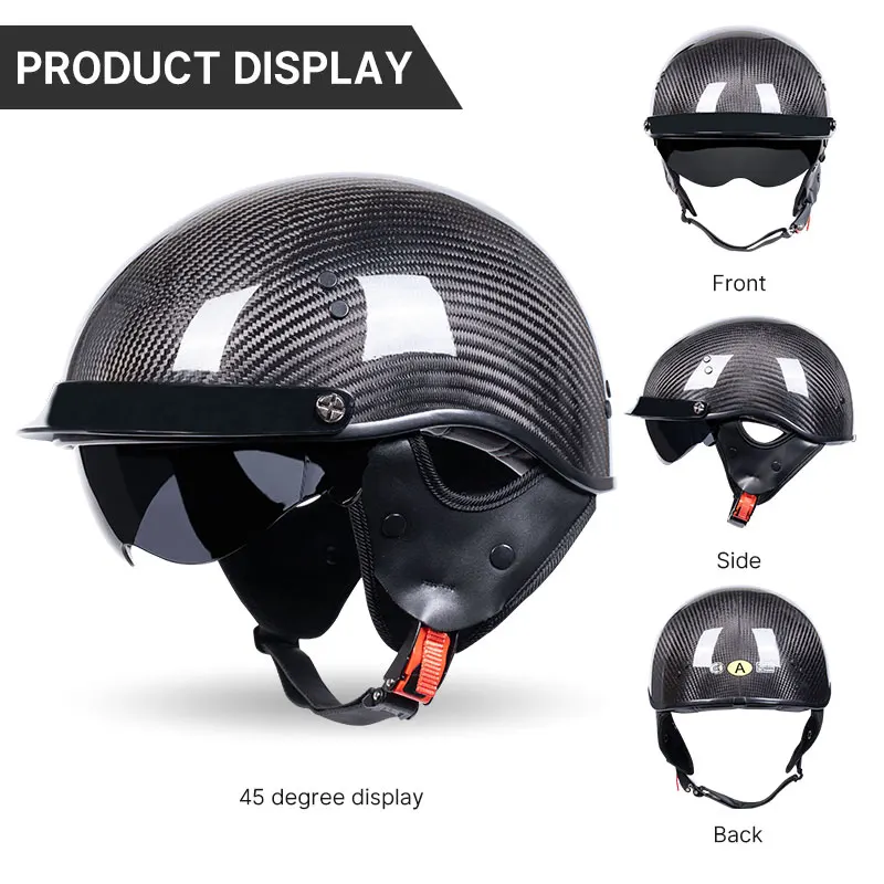 Retro Vintage Open Face Helmet Light Weight 3K 12K Carbonfiber Off-road Motorcycle Casco De Moto Helmets with DOT Unisex