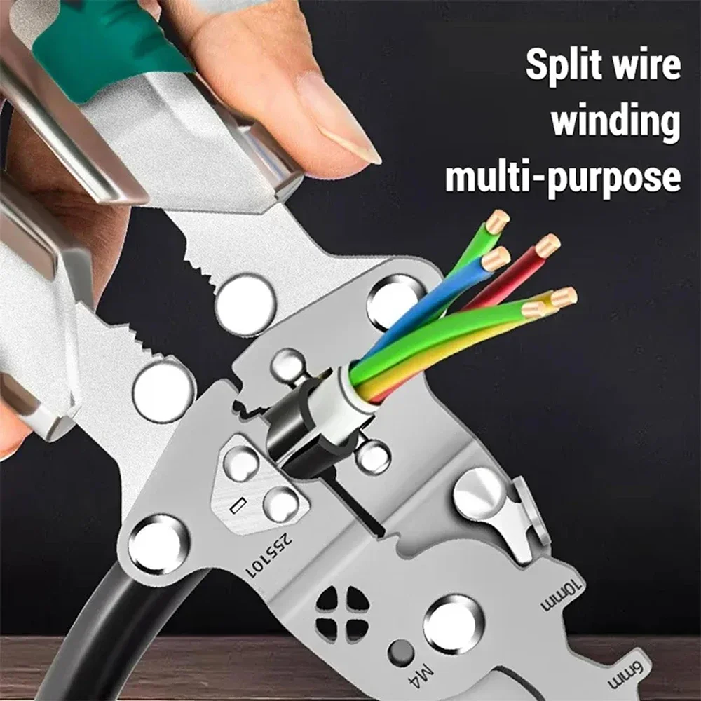 Multi-function Wire Stripping Plier Foldable Voltage Testing Cable Cutter for Cutting Stripping Crimping Wires Electrician Plier