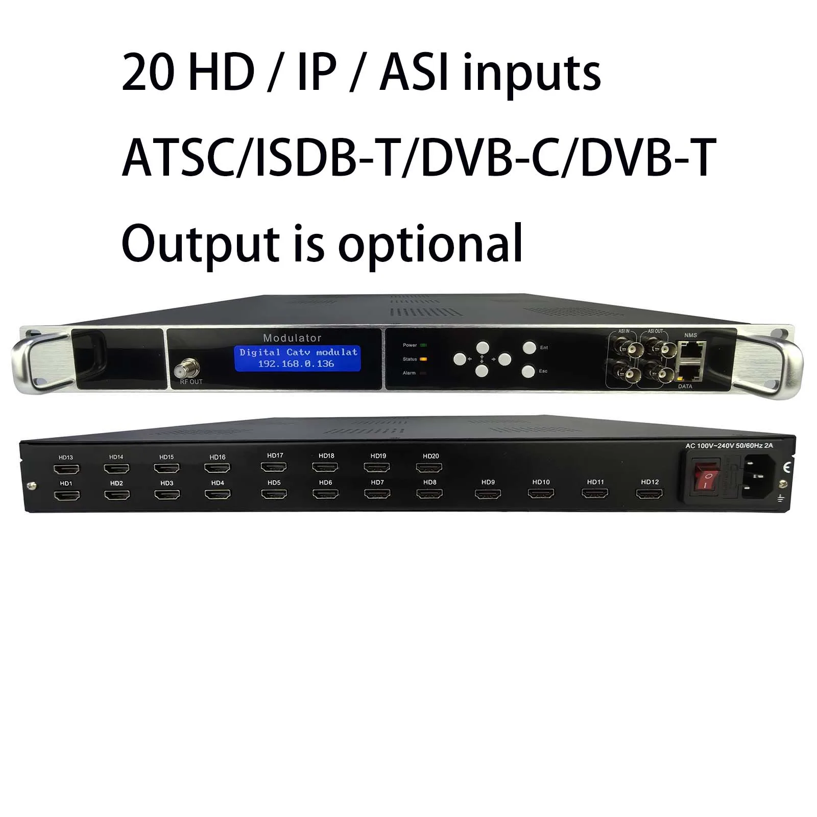 

20 HDMI to DVB-C/DVB-T/ATSC/ISDB-T encoder modulator Digital TV Headend QAM RF Modulator