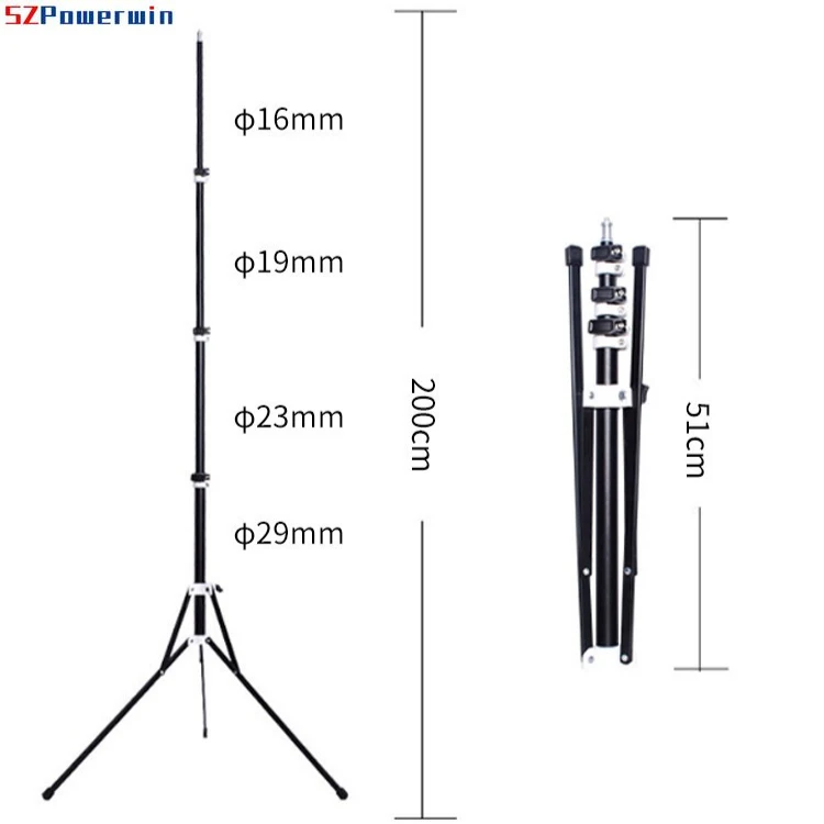 2m Aluminum Alloy Reverse Folding Light Stand | Portable Tripod for Studio Flash, LED Light & Photography Equipment - view 2