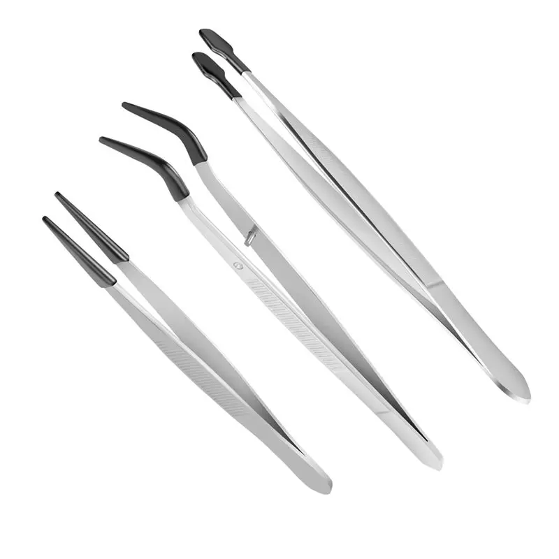 

Lightweight 3 Pcs Tweezers Replacement 6Inch Straight Flat Tweezers & 6Inch Bent Tip Tweezers & 4.7Inch Pointed Tweezers