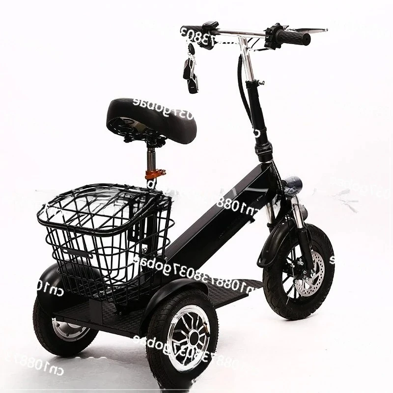 

Легкая складная тележка для покупок с электрическим трехколесным велосипедом и двойным задним приводом