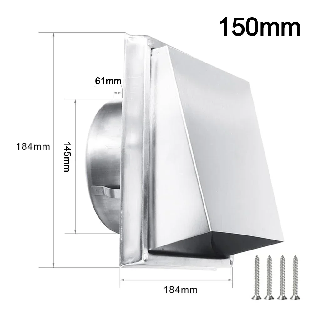 Wall Air Vent Outlet สแตนเลส EXTRACTOR พัดลม Vent ฝาครอบท่อระบายอากาศไอเสีย Grille 100/125/150 มม.ช่องระบายอากาศหมวก