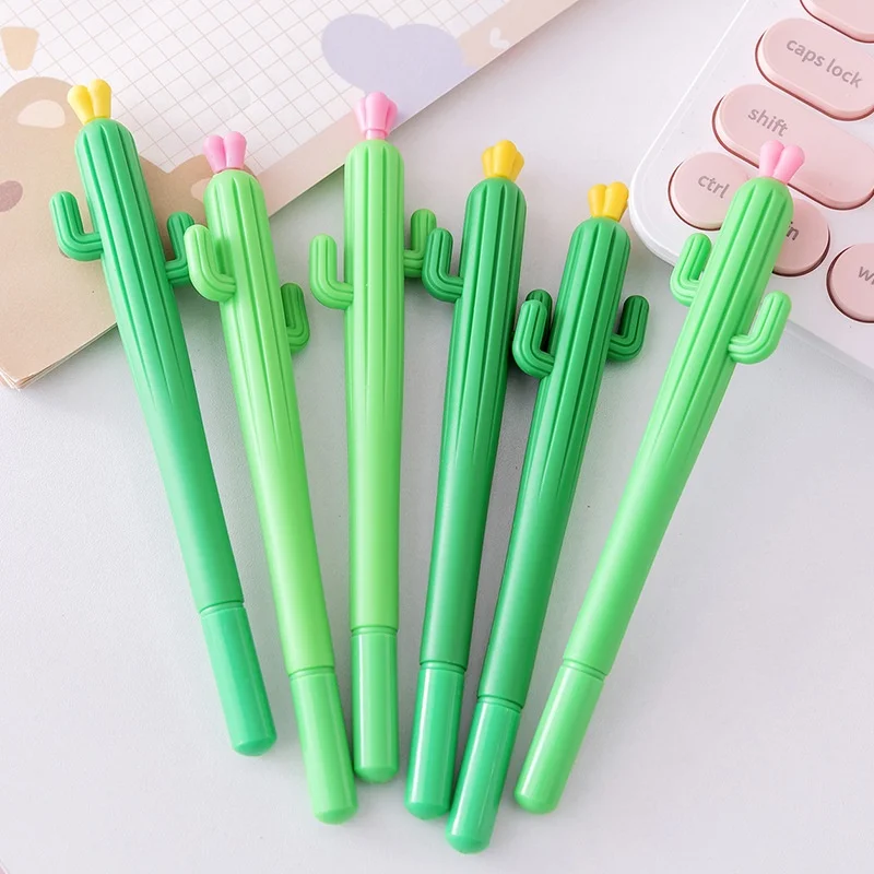 

40pcs/lot Creative Cactus Shape Gel Pen Cute 0.5mm Black Ink Signature Pens Promotional Gift Office School Supplies