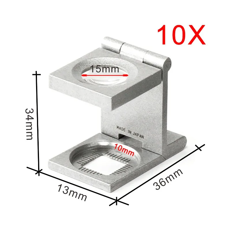 10X folding scale magnifying glass gem cutting diamond sorting special fabric analysis photo cloth single layer mirror