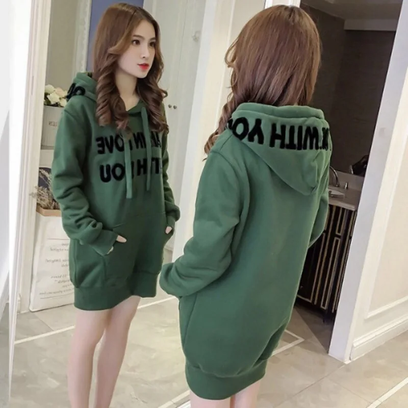 Woman Sweater Fashion autumn/winter Hooded Drawstring Letter Print Lantern Sleeve Loose Ladies Coat Dropshipping HTHAAnk1516