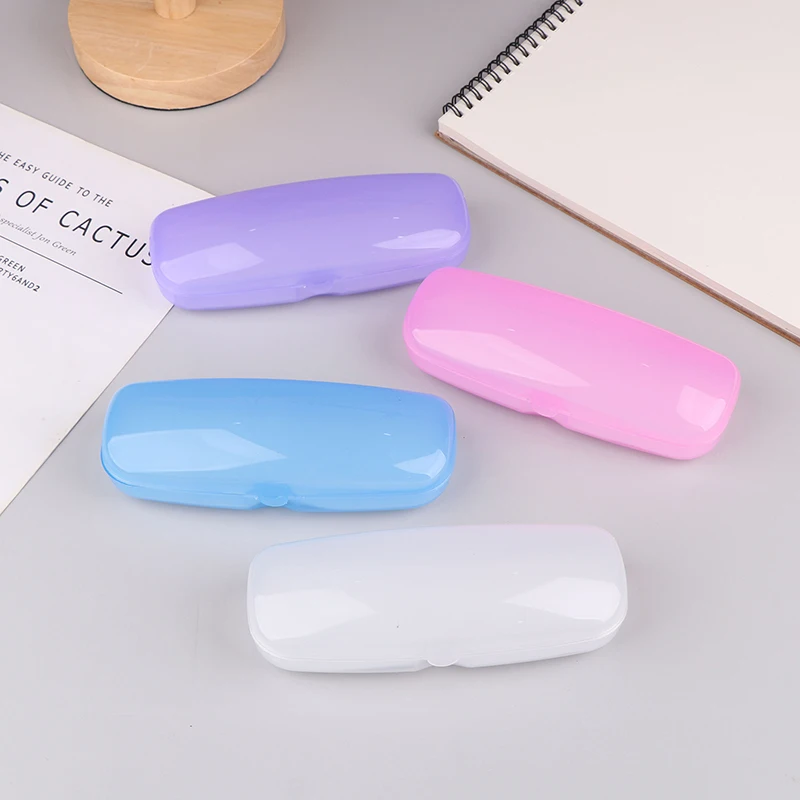 1Pc Glasses Case Frosted Plastic Rigid Sunglasses Case Simple Portable Myopia Anti Pressure Glasses Storage Case