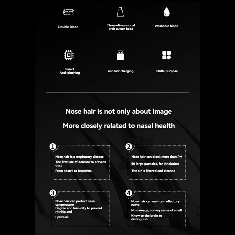 BAAM-Electric Nose Hair Clipper Automatic Washable Trimmer Efficient And Safe, Compact Design For Travel B