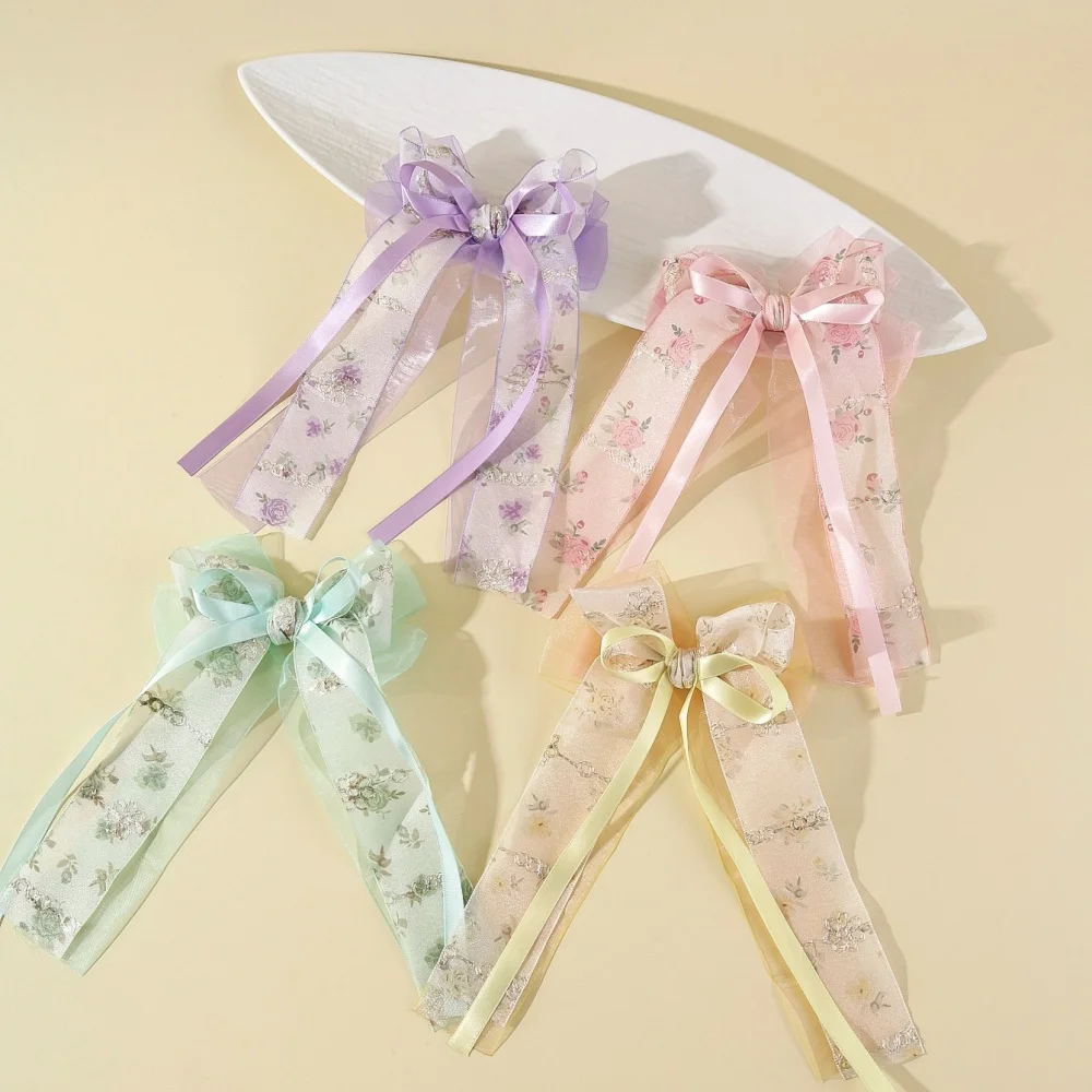 

Заколки для волос Sweet Princess для девочек: сетчатые, с лентами, цветочные банты, детские заколки ручной работы, аксессуары для волос для девочек