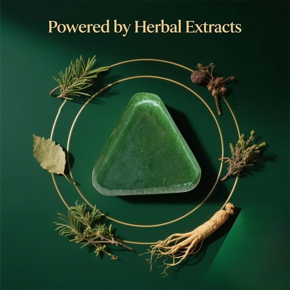 

Green Triangle Soap Shampoo Bar with Usman Grass - Natural Cypress Leaf Solid Shampoo Bar for Natural Herbal Hair Care, Calming