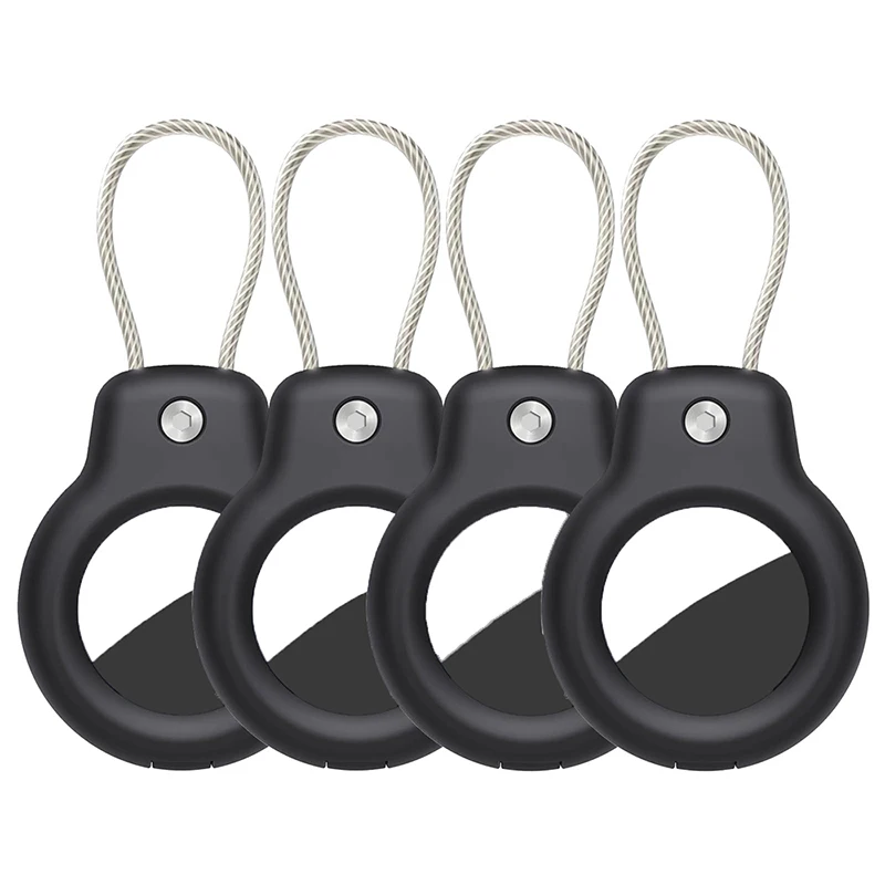 Geeignet für Apple AirTag Hülle mit Stahlseil, sicherer Halter für AirTag, Schutzhülle mit Schlüsselring für Gepäck-AirTags