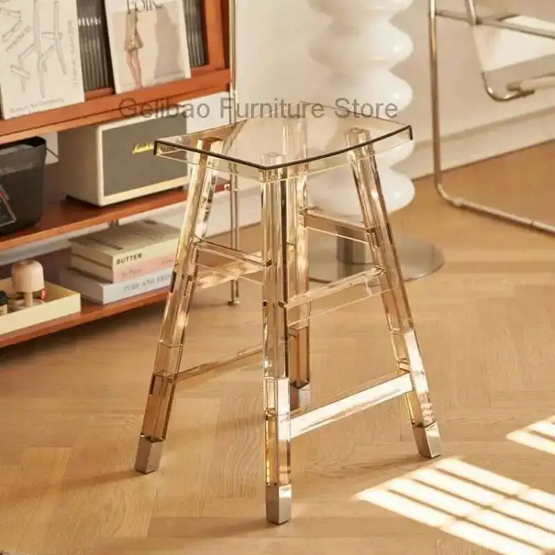 

Design Bar Chairs Creative Minimalist Acrylic Transparent Waiting High Chairs Light Luxury Ultralight Taburetes De Bar Furniture