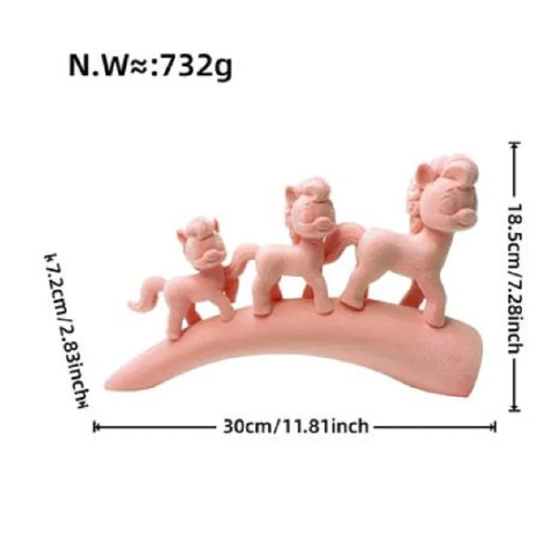 Resin Plucked 3 Pony Ornaments Decorative Creative Cute Horse Desk Home Decor Miniature Animals Figures Statues Festival Gifts