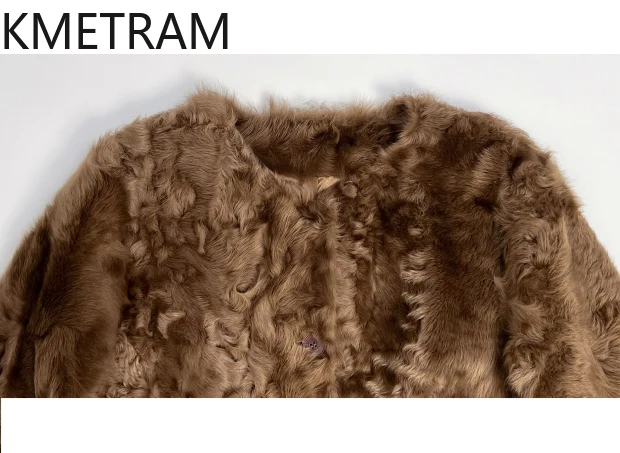 Damska kurtka z prawdziwej wełny owczej, dwustronna, luksusowa, czerwona płomieniowa, żółta, zimowa odzież damska 2025 abrigos