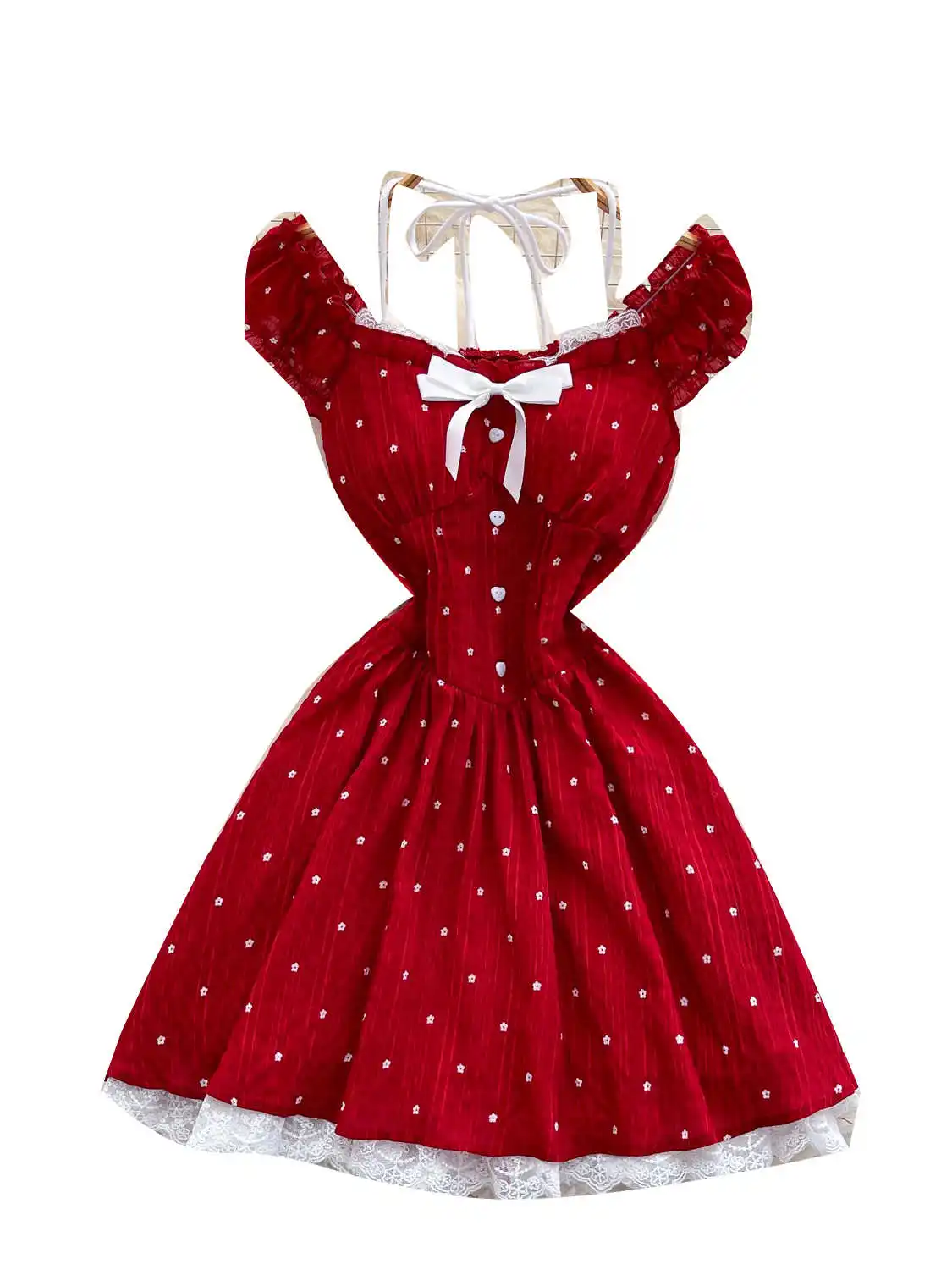 Red 2000s Fashion Revival: Why This Red Flower Print Bow Lace Dress Is My  Go-To Y2K Outfit for Summer Events