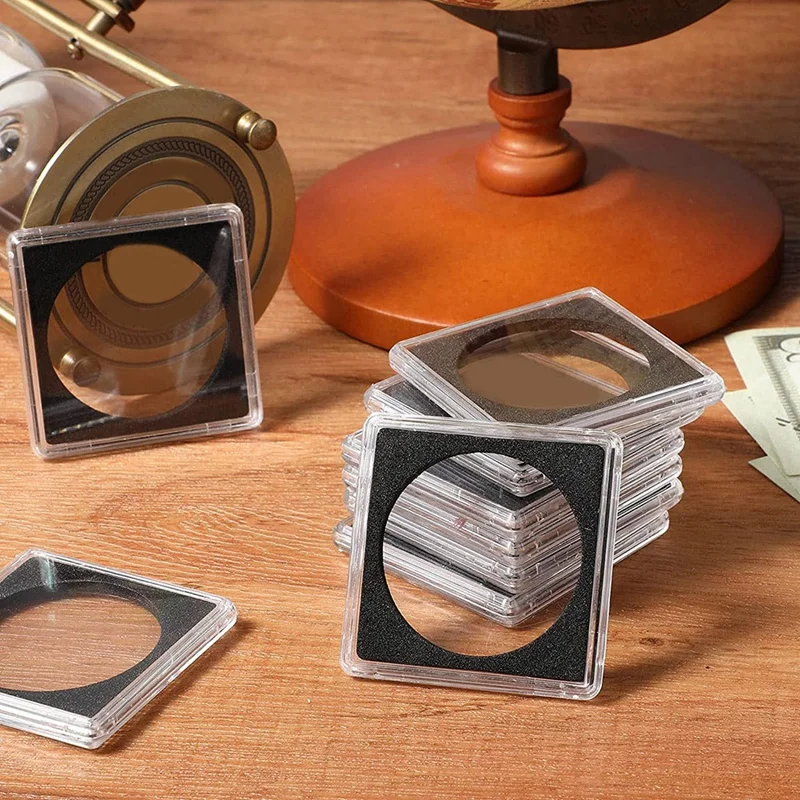 APPLIA-20 Pcs Silver Dollar Coin Holder, 2 X 2 Half Dollar Coin Holder Coin Capsule Coin Snap Plastic Coin Holder