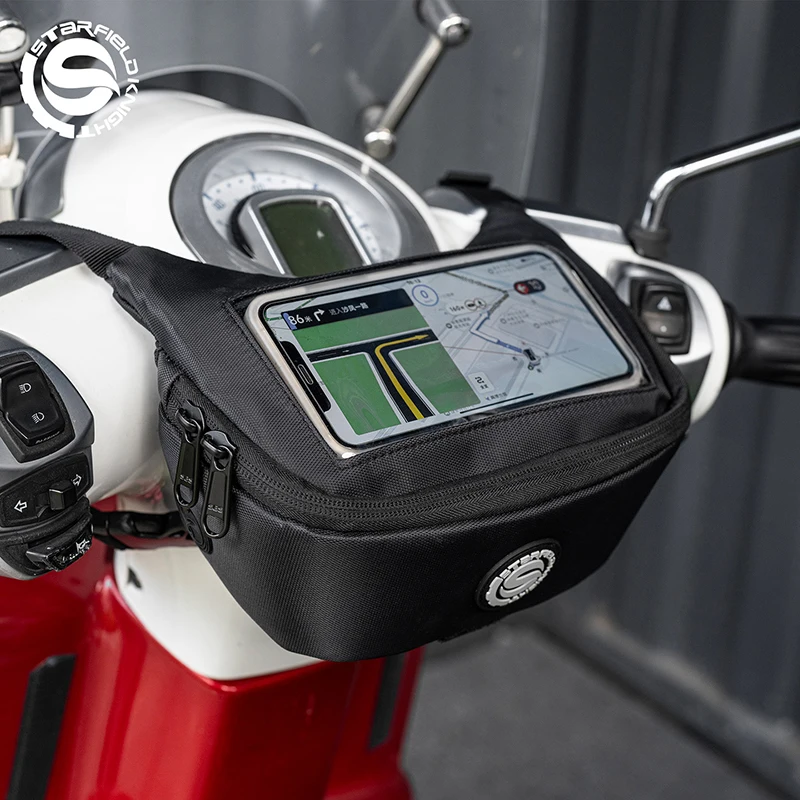 

SFK Motorcycle Front Handlebar Hanging Pack Scooter Head Instrument Navigation Package Outdoor Riding Waist Bag With Rain Cover