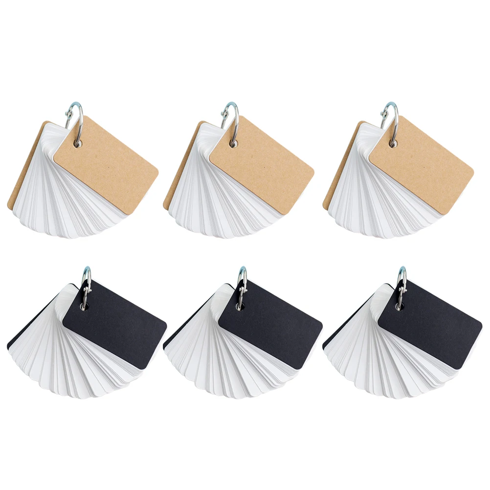 

6pcs Memory Cards Portable Notepads Blank Flash Cards Ring Notes Study Aids Refillable Binder Small Size School Supplies