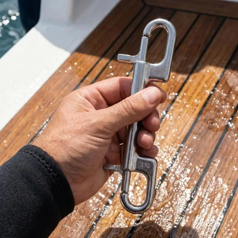 Stainless Steel Marine Swivel Bolt Snap Hook Dual Head D Ring Clip for Diving Equipment Secure Connection