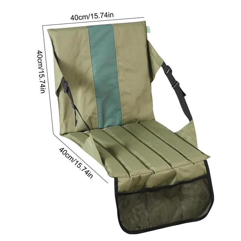 Stand Cushion With Backrest Picnic Foldable Seat Padded Camping Seat Cushion With Net Bag For Outdoor Picnic Hiking Fishing