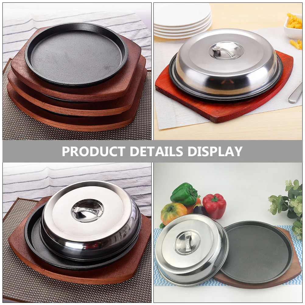 

Western Steak Plate Cast Iron Grill Pan Fajita Sizzling Tray Teppanyaki Serving Board Stovetop Bbq Griddle Kitchen Cookware