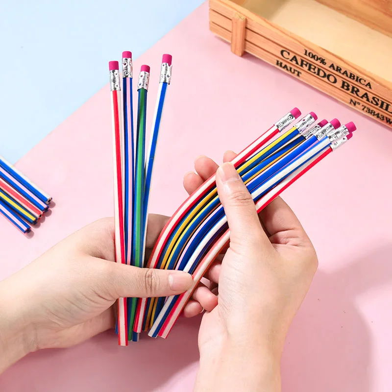 10/20/30Pcs Folding Soft Pencils With Eraser Magic Bendable Writing Pen For Kid Favors Birthday Party Gifts Pinata Filler Reward