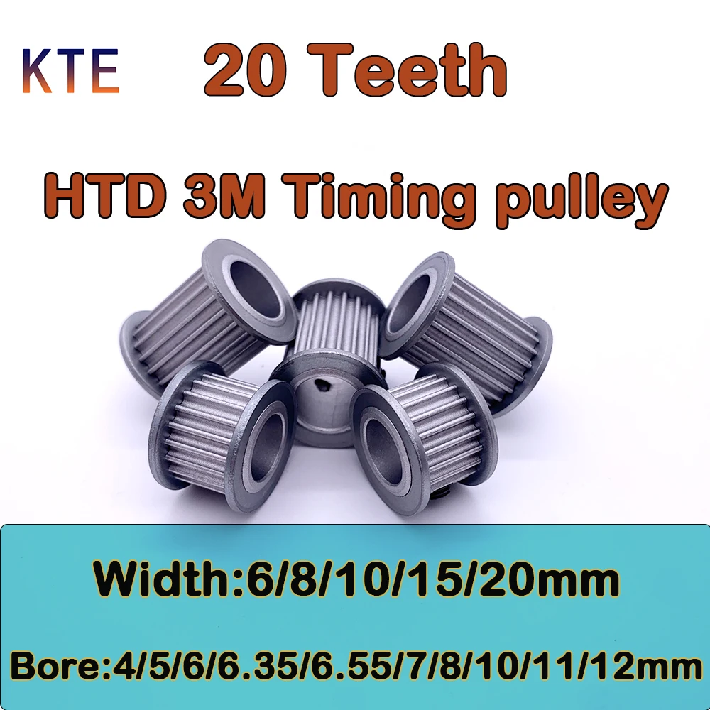 20 Teeth  HTD 3M Timing Pulley Bore 4 5 6 6.35 6.55 7 8 10 11 12mm  Belt Width 6 8 10 15 20mm  20Tooth HTD 3M Synchronous Wheel